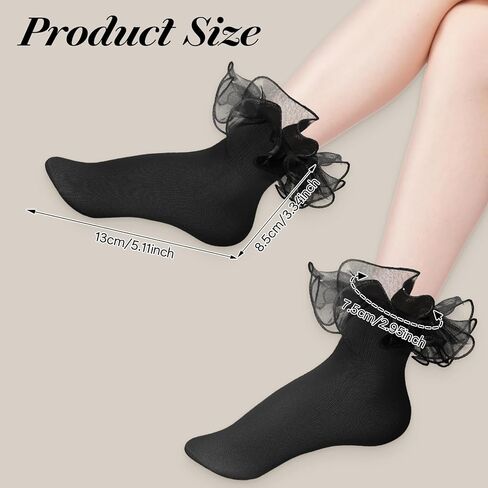 3 Pairs Girls Ruffle Socks, Ruffle Socks Woman, Girls Dress Socks Bulky Princess Dress Socks, Cute Cotton Socks in Saudi Arabia