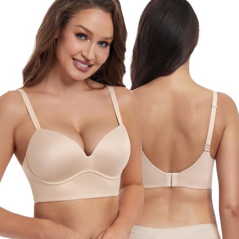 HACI Women's Push Up Bra Plunge V Neck Padded No Underwire T Shirt Longline Bralette Wireless in Saudi Arabia