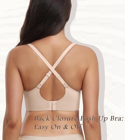 HACI Women's Push Up Bra Plunge V Neck Padded No Underwire T Shirt Longline Bralette Wireless in Saudi Arabia