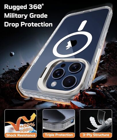 for iPhone 15 Pro Max Case, with Built in Screen Protector Heavy Duty Drop Protection, Full Body Rugged Shockproof Dust Proof Protective Phone Cover for Apple iPhone 15 Pro Max 6.7" (Black/Orange) in Saudi Arabia
