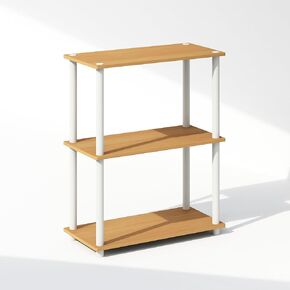 Furinno Turn-N-Tube Multipurpose Corner Shelf, Display Rack, Bookshelf, French Oak/Black