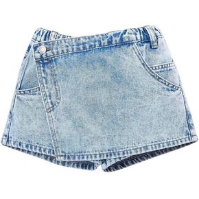 Floerns Girl's High Elastic Waist Denim Skorts Split Hem Casual Zip Up Skirt Shorts