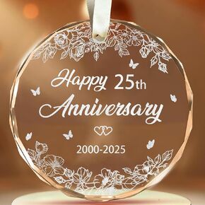 50th Wedding Anniversary Ornament, 50th Anniversary Wedding Gift, 50 Years As Mr. & Mrs. Gift for 50 Years Couple Husband Wife Married Parents Grandparents Friends 2025 - Glass Ornament 3"