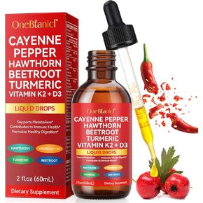 Pepper Drops Supplement Liquid, Turmeric Curcumin, Hawthorn Berry, Ceylon Cinnamon, Organic Panax Ginseng, Berberine Extract, 2 Oz