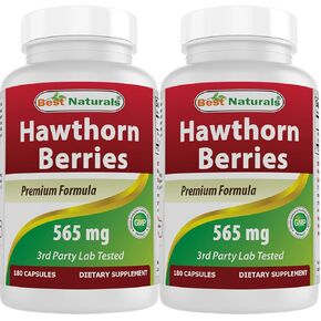 Best Naturals Hawthorn Berry 565 mg 180 Capsules (180 Count (Pack of 2))