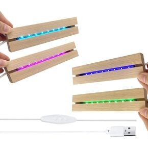 2pcs 6 "قاعدة مصباح مصباح LED خشبي ، قاعدة مستطيلات الخشب LED LED قاعدة مصباح خشبي للعرض