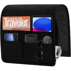 Joywell Sofa Armrest Organizer Couch Armchair Caddy Remote Control Holder for Recliner Non Slip TV Remote Caddy with 6 Pocket Storage for Magazine, Tablet, Phone, iPad, Brown