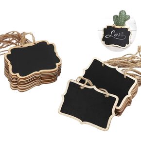 20 pcs mini wooden hanging double side schalboard ، علامة رسالة المذكرة القابلة للمحو ، علامة لوحة الرسائل مع سلسلة معلقة ، الحلوى ، المشروبات ، ملصقات decanter الخمور ، 3.35 "× 2.36"
