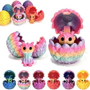 6 Pcs 3D Printed Dragon Eggs Set with Mini Cute Dragon Inside,Surprise 3D Printed Animals Set,Executive Home Office Decor,Birthday Gifts