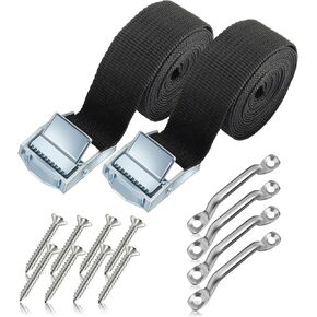 6.56Ft Battery Tie Downs Straps,Adjustable Ratchet Straps for Fixing Car Battery Boxes & Bundling Cargo,Ratchet Tie Down Straps with Stainless Steel Cam Buckle for Boats,Cars (2PCS)