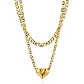 CONRAN KREMIX Waterproof Chunky Gold Necklace for Women Non Tarnish,Stainless Steel Stack Necklace,Paper Clip Rope Chain Gift for Women