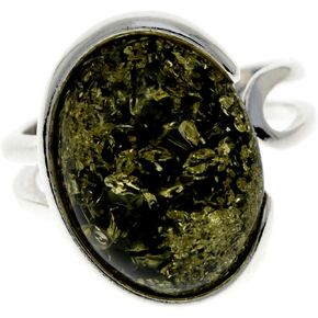 925 Sterling Silver and Baltic Amber Adjustable Classic Designer Ring - GL464A