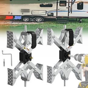 X-Shaped Wheel Chocks for Travel Trailer【Allow Drill Adjust】 RV Stabilizers X chocks Camper Wheel Chock for Travel Trailers RV Accessories Wrench Adjustable 3"-11.5" （2 Pack） White