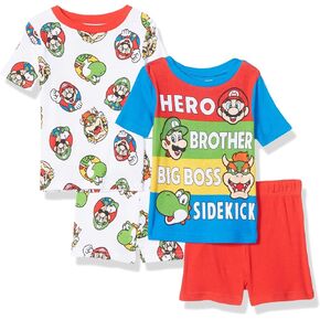 Super Mario Boys' 4-piece Cotton Pajama Set