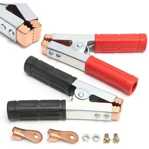 Battery Charger Clamps 1000A, Jumper Cable Clamps Copper, 6 Inch Jumper Cable Ends, Heavy Duty Battery Clamps with Insulating Sheath for 2AWG Battery Cables, 12V/24V/36V