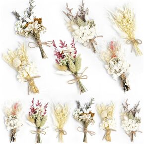 10Pcs Mini Dried Flowers Bouquet Forget Me Not Mixed Natural Dried Flowers Rose Bouquet Embossing Artificial Flower Bundles with Stem Dried Floral Arrangement for Vase DIY Crafts Wedding Decor