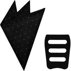 Handkerchiefs for Men with Pocket Square Holder, Polka Dot Pocket Squares for Men Suit Wedding Business Party Casual