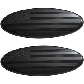 9.5 Inch Front Grille Rear Tailgate Emblem Compatible with 2015-2024 Ford F150,Overlay American Flag Decals Exterior Accessories, Black (2Pack)