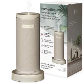 Homedics Minesect Mini Mini Minible Reconsable Diffuser ، Actor Actor Rotelless Armatherapy ، يستخدم مع الزيت الهائل 15 مل (تم بيعه بشكل منفصل) ، شدة الضباب القابلة للتعديل والضوء المحيط ، البيج