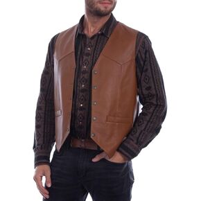 Classic Snap Button Black Motorcycle Leather Vest for Men - Riding Club Adult Motorcycle Vests