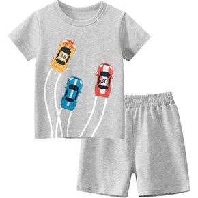 Toddler Boys 2-Piece Outfit, Cotton T-Shirt and Shorts Set, Summer Clothes