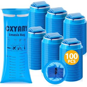 100 حزمة القيء أكياس يمكن التخلص منها ، 1000 مل أكياس emesis ، رمي المحمولة حقيبة غثيان للنساء الحوامل ، مقاومة للتسرب للسيارة وسوء حركة الحركة