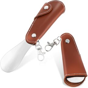 Lusofie Foldable Metal Shoe Horn for Adults - Heavy Duty Travel Shoehorn with Ergonomic Handle, Durable Portable Shoe Helper for Elderly, Arthritis, Sneakers & Boots (Gift for Dad, Men Women)