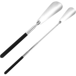 حذاء قرن طويل مقبض تلسكوبي الحذاء 10.2 "-24.8" 2 PCS ألومنيوم سبيكة مزيل الجورب المحمول المساعد الحذاء لكبار السن الرجال