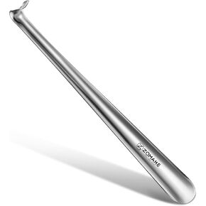 ZOMAKE Metal Shoe Horn Long Handle for Seniors 16.5", Extra Long Shoehorn for Boot, Shoe Helpers for Men, Women, Kids