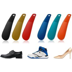 6-Pack Mini Shoe Horns – 6.2" Small Plastic Shoe Horn Set for Men, Women & Kids, Portable Shoe Helpers for Boots, Heels, Sneakers & Travel Use