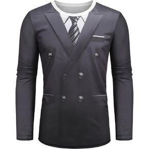 Lmyove Premium 3D Tuxedo Dorts للرجال طويل الأكمام