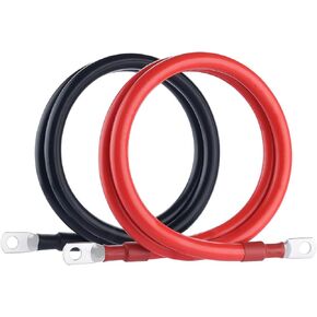 4 AWG Battery Cables, 4 Gauge Battery Power Inverter Cable with 5/16 Inch Ring Terminals for Solar, RV, Auto, Marine, Car, Boat, Motorcycle - 2 PCS (Black + Red)-20inch