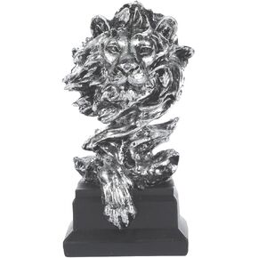 H&W Mini Lion Statue 5inch H - The King of Beasts - Figurine Decoration for Home/Study/Living Room, Great Collectible Figurines, Best Gift for The Man(Silver Color)
