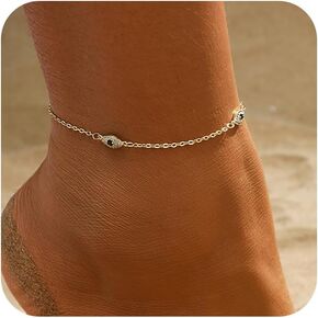 أساور كاحل الذهب/الكاحل من النساء الذهب/الفضة اللطيف النجمة الزركونيا الزركونيا شيطان العيون اللانهائية سحر القمر الصناعي الفوار سلسلة الصيف شاطئ القدم الهدايا لها المجوهرات لها in Kuwait