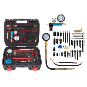 46PCS Compression and Leakage Test Kit Petrol & Diesel Dual Gauge Engine Compression Tester Kit Automotive Cylinder Leak Down Tester Kit for HDI, TDCi, Pumpe Duse Engine，0-725PIS