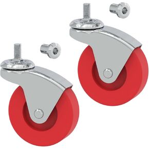 BIG RED 2.5" Swivel Caster Wheels for Creeper Seat, Service Utility Cart Stool - Post Mount, 2 Pack