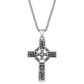 Cross Necklace for Men Silver Cross Chain Stainless Steel Pendant for Women Goth Necklace Gothic Christian Jewelry