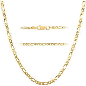 Kisper Solid 925 Sterling Silver 18k الذهب المطلي الإيطالي 3 مم صلبة الماس مسطحة الماس مسطحة في فيجارو - للرجال والنساء مع قفل جراد البحر - مصنوع في إيطاليا