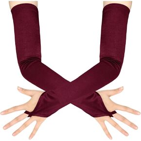ATHX Women's Opera Party 1920s Satin Long Gloves Halloween 19" Stretchy Fingerless Tea Party Wedding Dancing Party Gloves