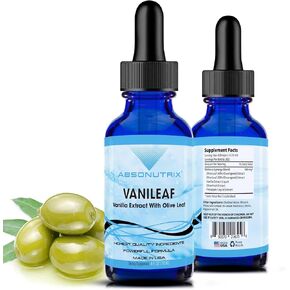 Absonutrix VaniLeaf, 390 mg, 4 FL OZ Liquid, 302 Servings, Made in USA, Plant-Based Ingredients, Olive Fruit, Pineapple Liquid, Vanilla Extract, Gluten-Free, Non-GMO, GMP Certified