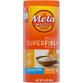 Metamucil Psyllium Sugar-Free Super Fiber Powder, Orange, 10 oz