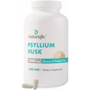 كبسولات قشر Psyllium 1500mg-مكملات الألياف الطبيعية 100 ٪ لصحة الجهاز الهضمي والانتظام-تدعم إدارة الأمعاء وإدارة الوزن-غير المعدلة وراثيا-240 كبسولة