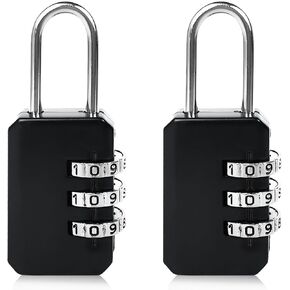 2-Pack Customizable Black Luggage Locks – Set Your Own Combination, Secure Travel Padlocks for Suitcases, Backpacks, and Bags