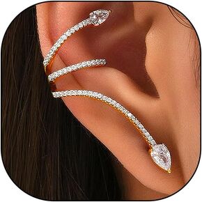 Glitter Rhinestone Ear Cuff Earrings for Women Lover,Unique Multilayer Cartilage Clip On Earrings,Glossy Silver Lightweight Jewelry Gifts