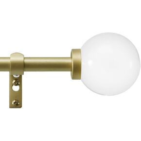 Martha Stewart Beaufort Curtain Rod for Windows 36 to 66 inches, Adjustable Length .75 inch Diameter Metal Curtain Rod with Round Finials, 36" – 66", Brushed Brass