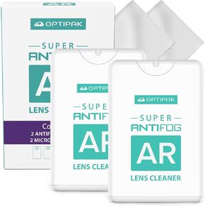 Anti Fog Lens Cleaner Spray Kit | (2) 20ml Slim Travel Size Anti Fog Glasses Cleaner Bottle + (2) Microfiber Cloth for Eyeglasses, Mirror, Sunglasses–Eyeglass Defogger Spray Cleaning Kit (4 Piece Set)