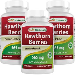 Best Naturals Hawthorn Berry 565 mg 180 Capsules (180 Count (Pack of 3))