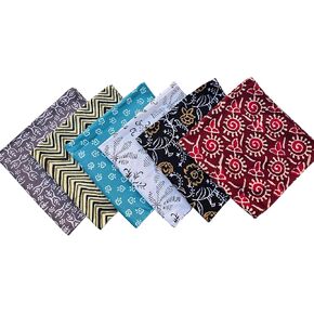 Cotton Neckerchief HandBlock Print Bandanas Handmade Bandanas For Men and Women FaceMask Multi-purpose Napkins 20"x20" Inch Bandana (6)