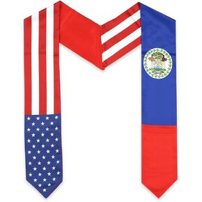 سرق التخرج من الولايات المتحدة الأمريكية و Belize Flag ، Satin Embroidery Graduation Sash للطلاب الدوليين ، بطول 72 بوصة.