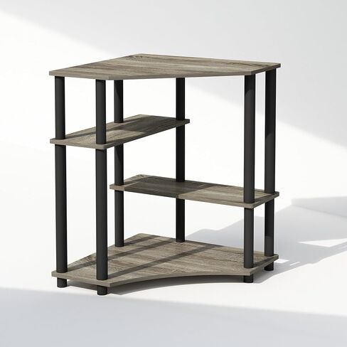 Furinno Turn-N-Tube Multipurpose Corner Shelf, Display Rack, Bookshelf, French Oak/Black in Saudi Arabia
